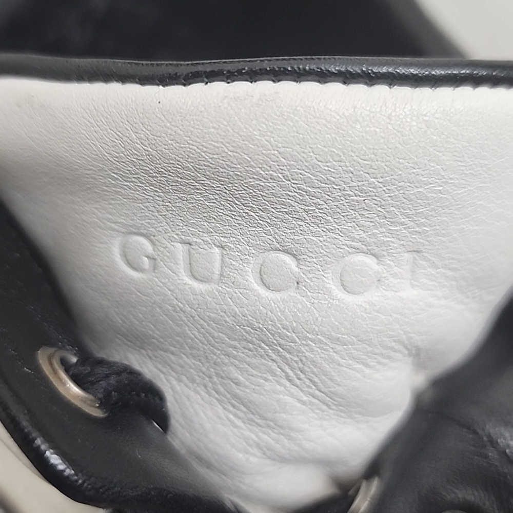 GUCCI Men's Black and White Leather GG Interlocking Logo High Top Sneakers Sz11 - Picture 7 of 14